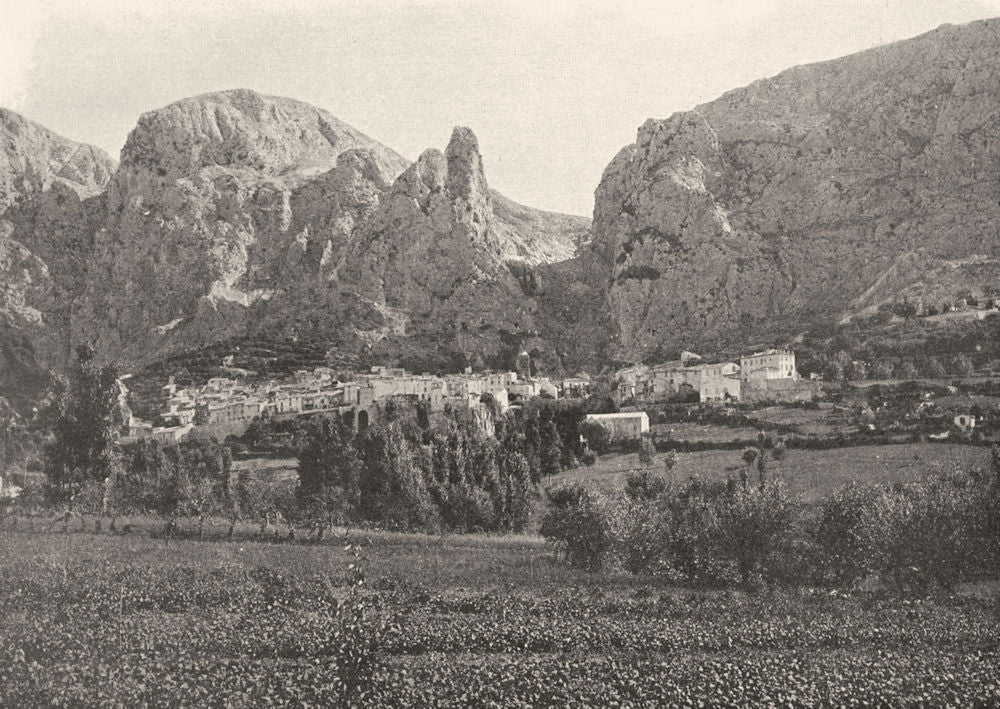 ALPES-DE-HAUTE-PROVENCE. Vue générale de Moustiers 1902 old antique print